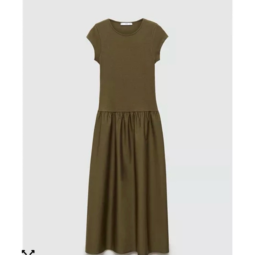 Mango Women’s Olive Green Short Sleeve Maxi Dress